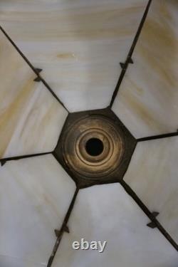 Antique Slag-stained Glass Filigree 6 Panel 17.5lamp Shade Victorian