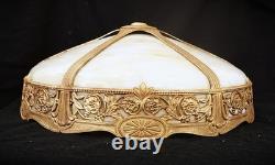 Antique Slag-stained Glass Filigree 6 Panel 17.5lamp Shade Victorian