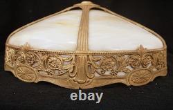 Antique Slag-stained Glass Filigree 6 Panel 17.5lamp Shade Victorian