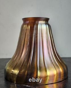 Antique Steuben Gold Art Glass Lamp Fixture Ribbed