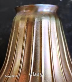 Antique Steuben Gold Art Glass Lamp Fixture Ribbed