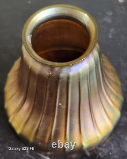 Antique Steuben Gold Art Glass Lamp Fixture Ribbed