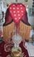 Antique Style Boudoir Lamp Shade, Fringes & Beads, Red Gold & Black Handmade