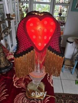 Antique Style Boudoir Lamp Shade, fringes & Beads, Red Gold & black Handmade