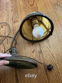 Antique-Style Slag Glass Table Lamp Ornate Bronze Finish