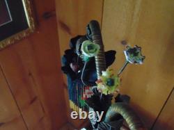 Antique TABLE LAMP fringed glass bead shades seashell and ceramic flowers 2 arm