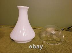 Antique The Angle Mfg Co, NY Lamp Clear Glass + Mill Glass Top Set