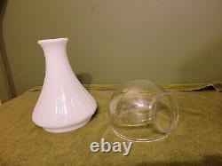 Antique The Angle Mfg Co, NY Lamp Clear Glass + Mill Glass Top Set