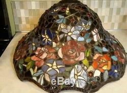 Antique Tiffany Style Large Stained Glass Lamp Shade 70 Diameter x 14 Tall VTG