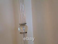 Antique Torchiere Glass Floor Lamp Glass Column Opalescent Shade Marble 1950s
