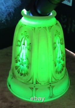 Antique Uranium Glass Lamp Shade c1920 with 2.25 Fitter