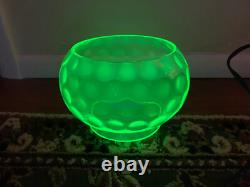 Antique Uranium Vaseline Reverse Thumbprint Oil Gas Lamp Shade