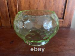 Antique Uranium Vaseline Reverse Thumbprint Oil Gas Lamp Shade