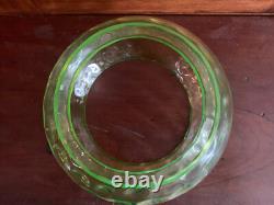Antique Uranium Vaseline Reverse Thumbprint Oil Gas Lamp Shade