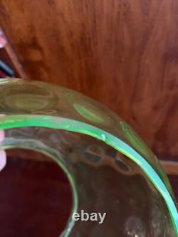 Antique Uranium Vaseline Reverse Thumbprint Oil Gas Lamp Shade