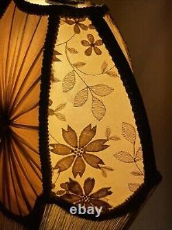 Antique Victorian Art Deco Uno Bridge Floor Lamp Shade Fringe Boho French Beige