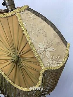 Antique Victorian Art Deco Uno Bridge Floor Lamp Shade Fringe Boho French Beige