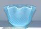 Antique Victorian Blue Opalescent Swirl Glass Lamp Shade Ruffled Edge Perfect
