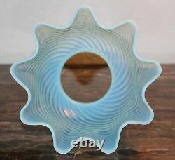 Antique Victorian Blue Opalescent Swirl Glass Lamp Shade Ruffled Edge PERFECT