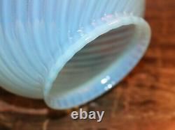 Antique Victorian Blue Opalescent Swirl Glass Lamp Shade Ruffled Edge PERFECT