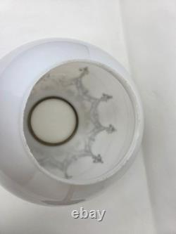 Antique Victorian Brass Table Lamp With Ornate Base And Milk Glass Globe Shade