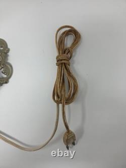 Antique Victorian Brass Table Lamp With Ornate Base And Milk Glass Globe Shade