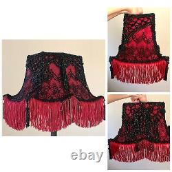 Antique Victorian Brothel Style LampShade Beaded Fringe HandSewn Gothic Bohemian