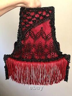 Antique Victorian Brothel Style LampShade Beaded Fringe HandSewn Gothic Bohemian