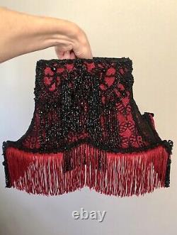 Antique Victorian Brothel Style LampShade Beaded Fringe HandSewn Gothic Bohemian