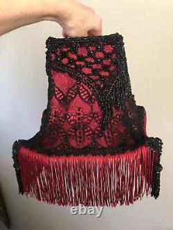 Antique Victorian Brothel Style LampShade Beaded Fringe HandSewn Gothic Bohemian