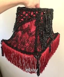 Antique Victorian Brothel Style LampShade Beaded Fringe HandSewn Gothic Bohemian