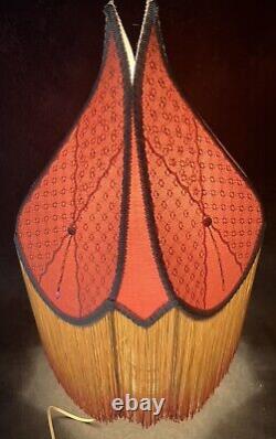 Antique Victorian Fabric Lamp Shade Art Nouveau 16 Vintage Fringe Lace 27 Tall