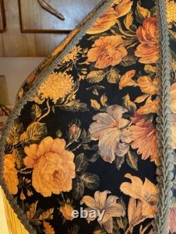 Antique Victorian Floral Fabric Fringe Lamp Shade Scalloped Edge 12in. WithO Fringe