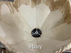 Antique Victorian Floral Fabric Fringe Lamp Shade Scalloped Edge 12in. WithO Fringe