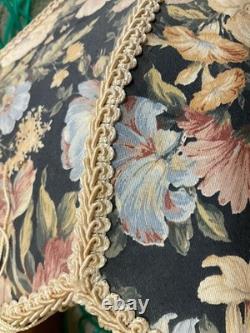 Antique Victorian Floral Fabric Fringe Lamp Shade Scalloped Edge 12in. WithO Fringe