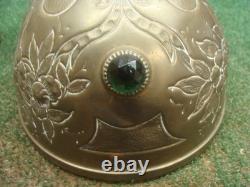 Antique Victorian French Brass Lamp Jeweled Shade PROJECT needs TLC & rewire