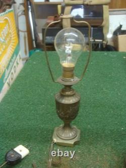 Antique Victorian French Brass Lamp Jeweled Shade PROJECT needs TLC & rewire