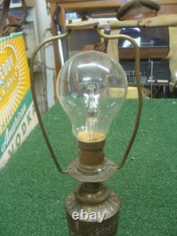 Antique Victorian French Brass Lamp Jeweled Shade PROJECT needs TLC & rewire