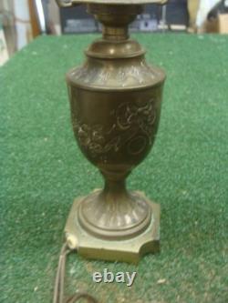 Antique Victorian French Brass Lamp Jeweled Shade PROJECT needs TLC & rewire