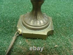 Antique Victorian French Brass Lamp Jeweled Shade PROJECT needs TLC & rewire