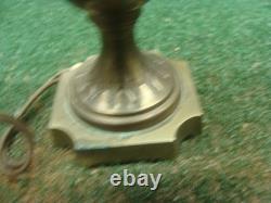 Antique Victorian French Brass Lamp Jeweled Shade PROJECT needs TLC & rewire