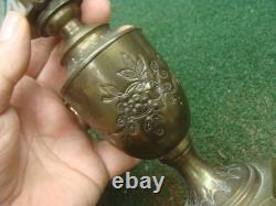 Antique Victorian French Brass Lamp Jeweled Shade PROJECT needs TLC & rewire