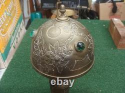 Antique Victorian French Brass Lamp Jeweled Shade PROJECT needs TLC & rewire
