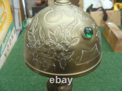 Antique Victorian French Brass Lamp Jeweled Shade PROJECT needs TLC & rewire