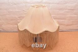 Antique Victorian French Cream Lamp Shade Art Nouveau W Glass Beaded Fringe VTG