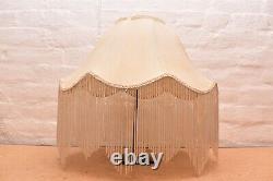 Antique Victorian French Cream Lamp Shade Art Nouveau W Glass Beaded Fringe VTG