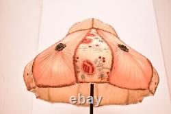 Antique Victorian French Lamp Shade Art Nouveau Embroidered Flowers Vintage