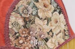 Antique Victorian French Lamp Shade Art Nouveau W Fringe embroidered VTG Red