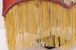 Antique Victorian French Lamp Shade Art Nouveau W Fringe embroidered VTG Red