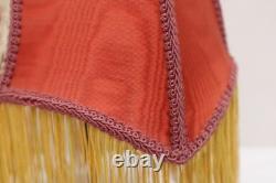 Antique Victorian French Lamp Shade Art Nouveau W Fringe embroidered VTG Red